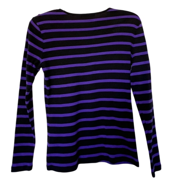 Lauren Ralph Lauren Purple and Black 3/4 Sleeve Shirt with Gold buttons - Picture 6 of 10